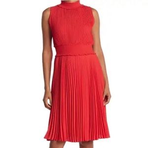 Nannette Lapore sleeveless pleated dress, sz 8 red